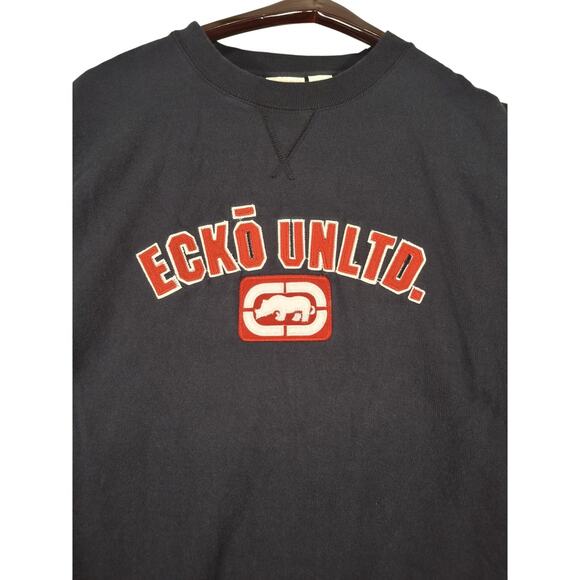 Vintage Ecko Unltd Pullover Sweatshirt Mens 2XL Black Y2k - Picture 3 of 4